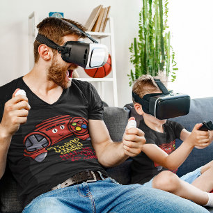 Funny Red Joystick Father's Day Black T-Shirt