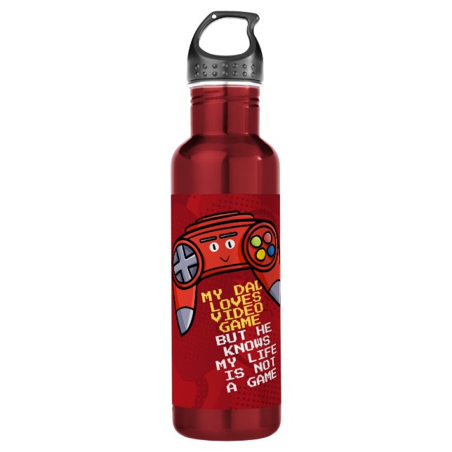 Funny Red Joystick Father's Day Greeting 710 Ml Water Bottle (Front)