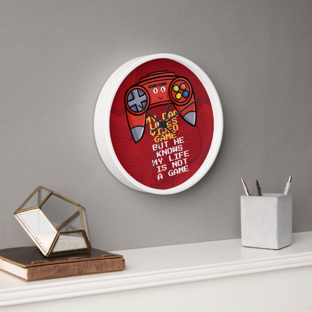 Funny Red Joystick Father's Day Greeting Clock (Office)