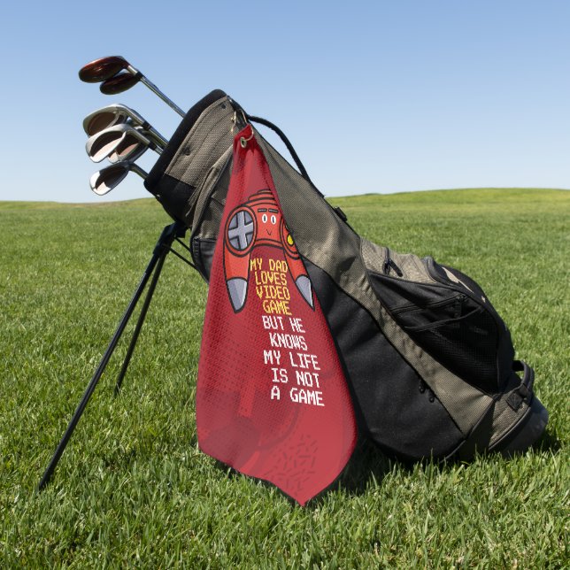 Funny Red Joystick Father's Day Greeting Golf Towel (Green)