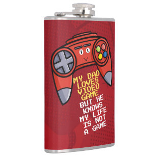 Funny Red Joystick Father's Day Greeting Hip Flask