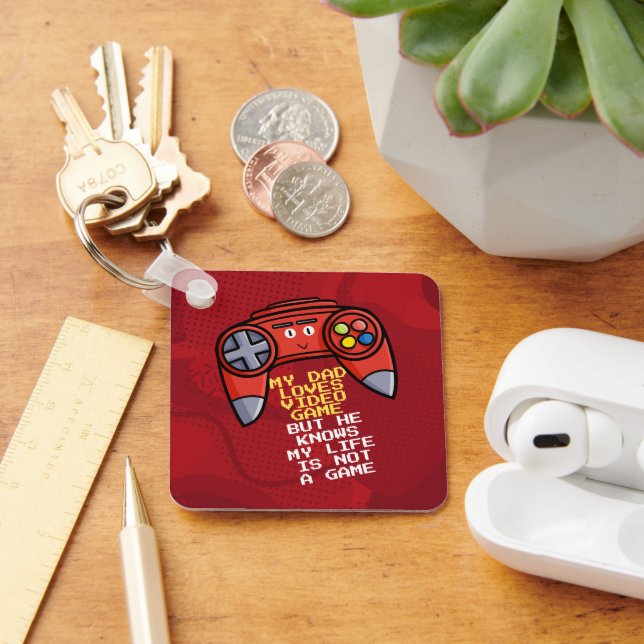 Funny Red Joystick Father's Day Greeting Keychain (Desk)