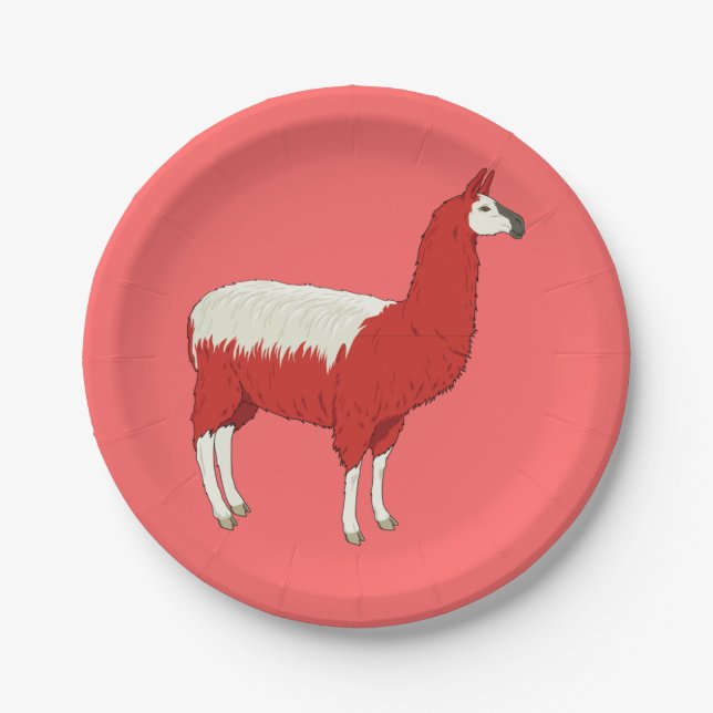 Funny Red Llama Paper Plate (Front)