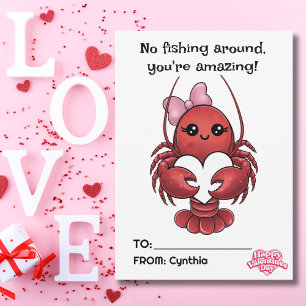 Funny Red Lobster & Heart kids Valentine’s Day Holiday Card