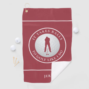 Funny Red Mens It Takes Balls Saying Golf Towel