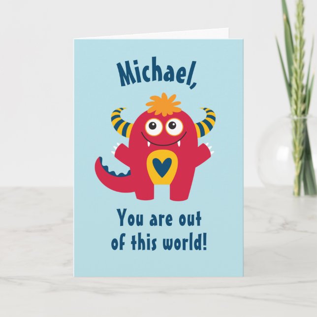 Funny Red Monster Joyeux Valentines Day (Devant)