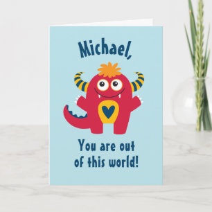 Funny Red Monster Joyeux Valentines Day