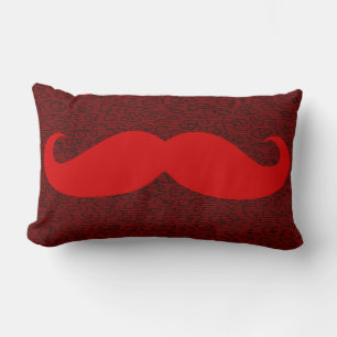 Funny Red Moustache on Leopard Skin Lumbar Pillow