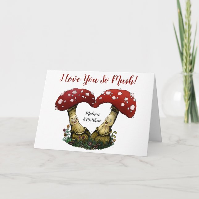 Funny Red Mushroom Pun I Love You Valentine's Day Card (Front)