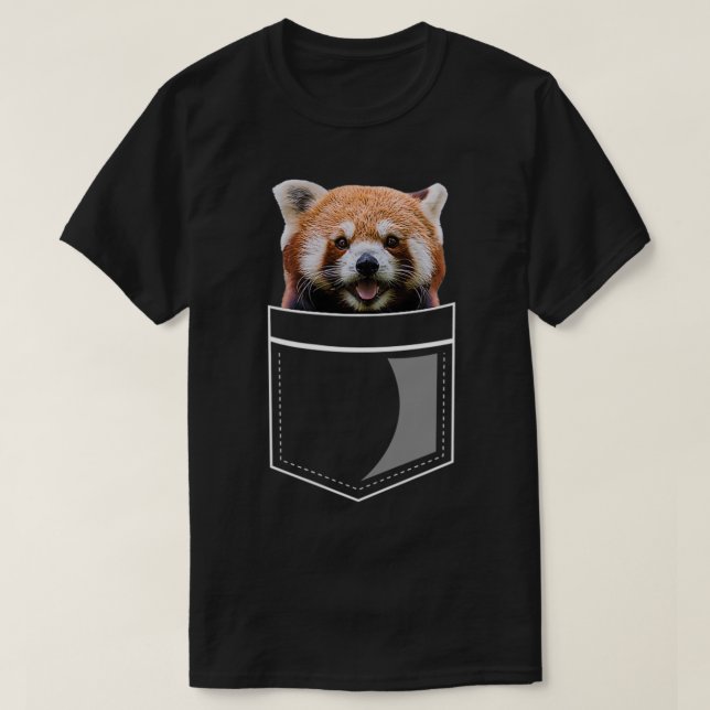 Funny Red Panda Bear In Chest Pocket Cute Animal L T-Shirt (Design Front)