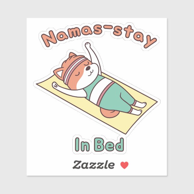 Funny Red Panda Namas-stay In Bed Yoga Pun Sticker (Sheet)