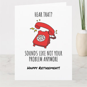 Funny Red Phone Retirement Card Illustration