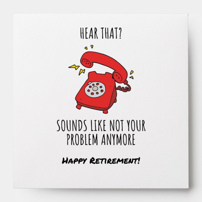 Funny Red Phone Retirement Card Illustration Envelope (Front)