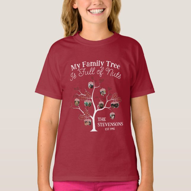 Funny Red Picture Family Tree is Full of Nuts   T-Shirt (Front)