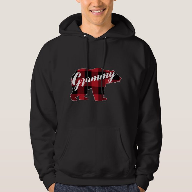 Funny Red Plaid Buffalo Bear Apparel, Fun Grammy P Hoodie (Front)