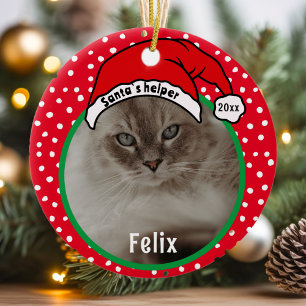 Funny Red Santa`s helper photo keepsake Ceramic Ornament
