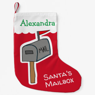 Funny Red Santa's Mailbox Personalized Small Christmas Stocking