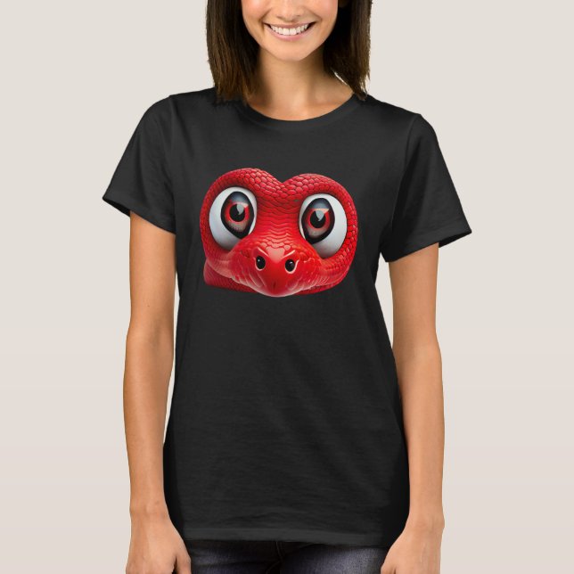 Funny Red Snake. Cute Snake T-Shirt (Front)