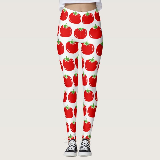 Funny red tomato pattern custom print leggings (Front)