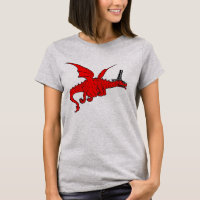 Funny Red Welsh Dragon In Traditional Hat