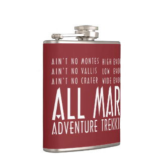 Funny Red White All Mars Trekking Adventure Hip Flask