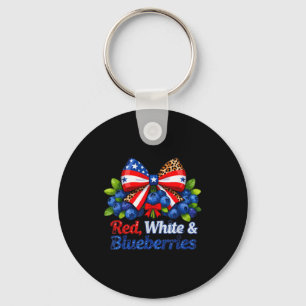 Funny Red White And Blueberries Matching Graphic P Keychain