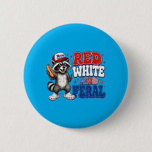 Funny Red-White And Feral Raccoon Patriotic 4th Of 2 Inch Round Button