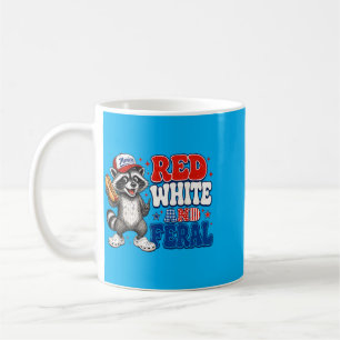 Funny Red-White And Feral Raccoon Patriotic 4th Of Coffee Mug