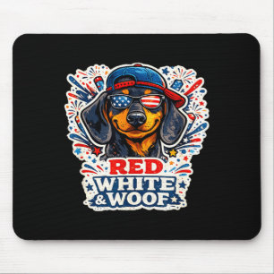 Funny red white and woof dachshund dog patriotic mouse pad