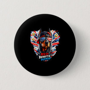 Funny red white and woof doberman pinscher dog 2 inch round button