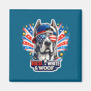 Funny red white and woof great dane dog patriotic magnet