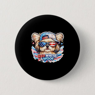 Funny red white and woof maltese dog patriotic usa 2 inch round button