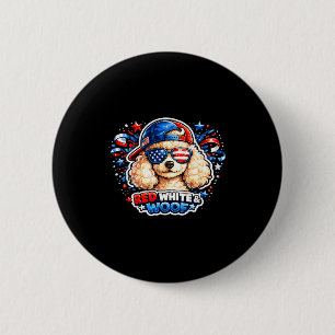 Funny red white and woof poodle dog patriotic usa 2 inch round button