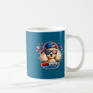 Funny red white and woof poodle dog patriotic usa coffee mug