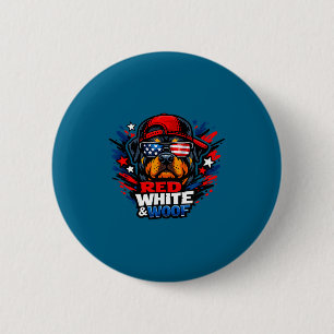 Funny red white and woof rottweiler dog patriotic 2 inch round button