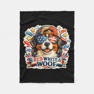 Funny red white and woof saint bernard dog fleece blanket