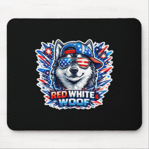 Funny red white and woof siberian husky dog mouse pad