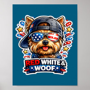 Funny red white and woof yorkshire terrier dog poster
