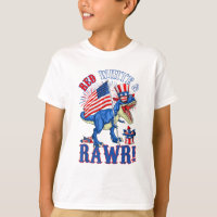 Funny Red White & Rawr T Rex USA Flag 4th Of July