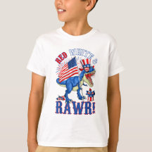 Funny Red White & Rawr T Rex USA Flag 4th Of July