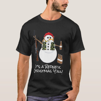 Funny Redneck Gift Idea Tee Snowman Beer Rifle T-S