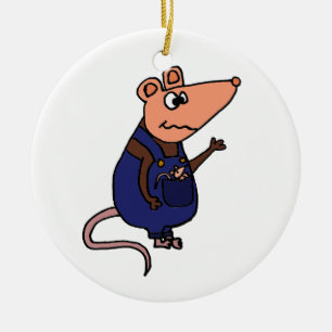 Funny Redneck Possum in Overalls Ceramic Ornament