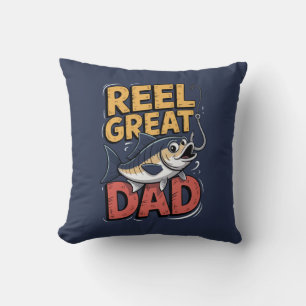 Funny Reel Great Dad Fishing Father's Day Throw Pillow