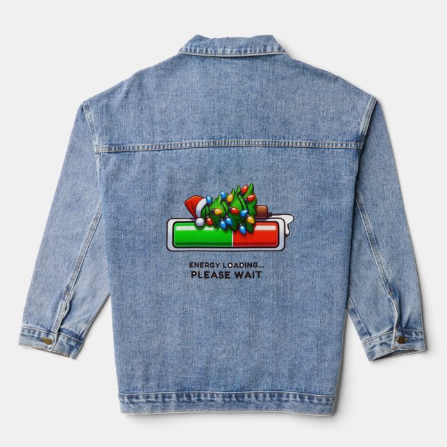 Funny Reenergizing Christmas Tree Denim Jacket (Back)