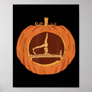 Funny Reformer Pilates With Pumpkin Halloween  Poster