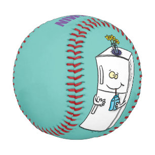 Funny refrigerator cartoon illustration baseball