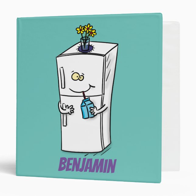 Funny refrigerator cartoon illustration binder (Front/Inside)