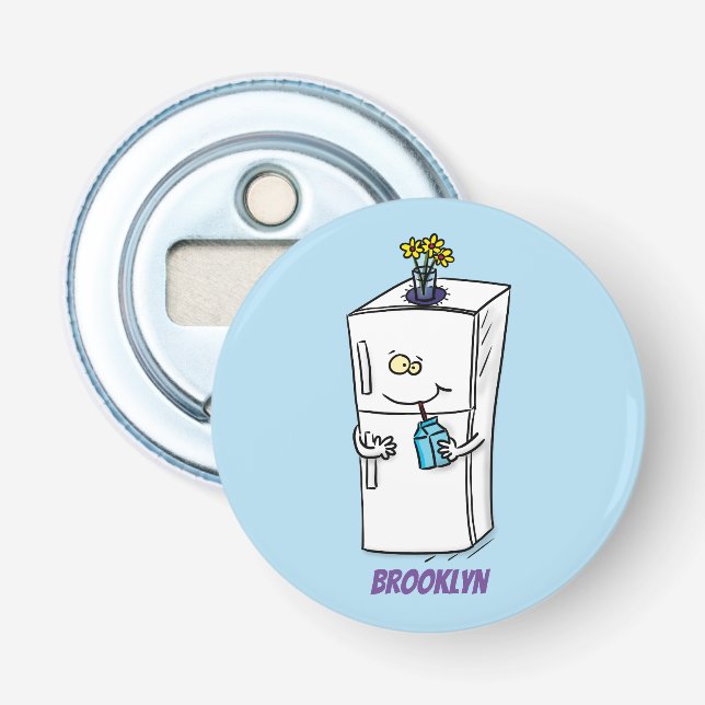 Funny refrigerator cartoon illustration bottle opener (Front)