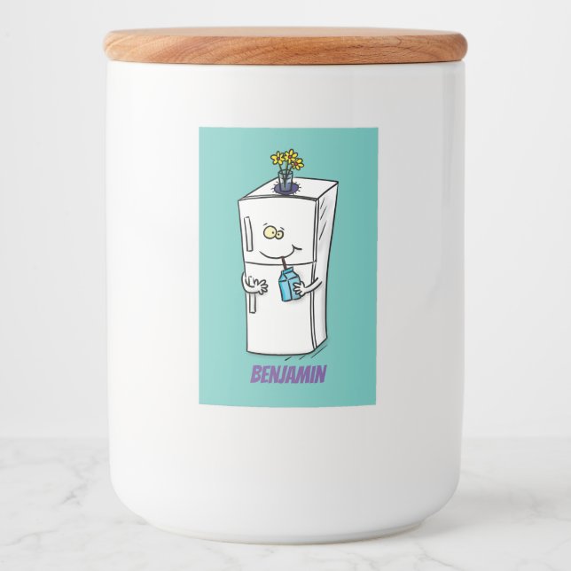 Funny refrigerator cartoon illustration food label (Front)