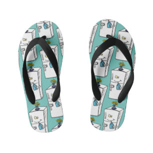 Funny refrigerator cartoon illustration kid's flip flops